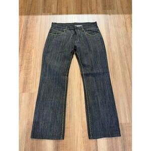 Miskeen Art Culture Jeans Mens 38 Black Denim Y2K Embroidered Streetwear Baggy